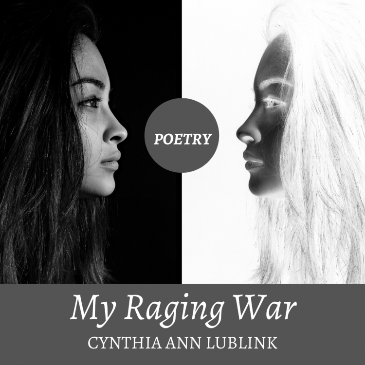 Woman looking at herself in reverse - my raging war