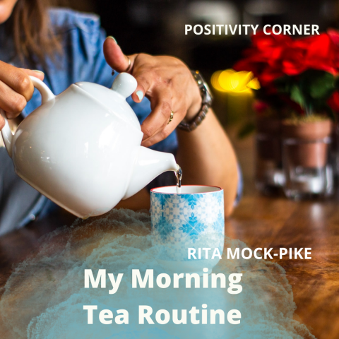 woman pouring tea - my morning tea routine