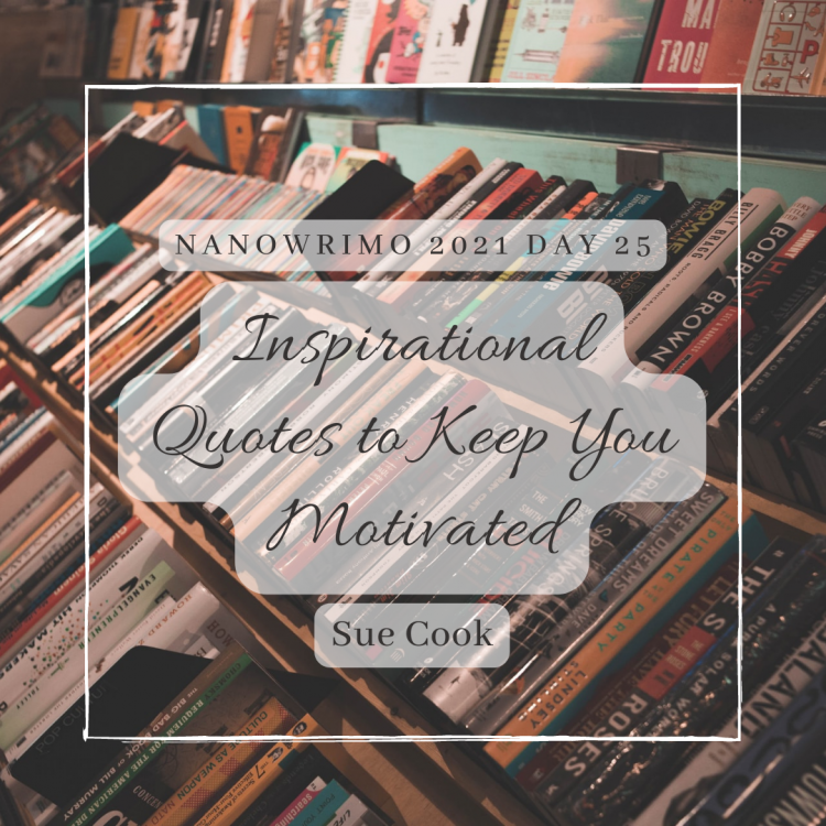 Books lined up on shelves - inspirational quotes from authors