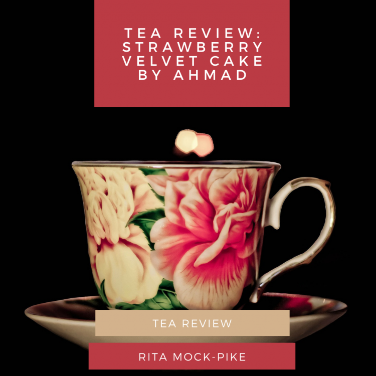 Teacup on black background - Strawberry velvet cake tea review