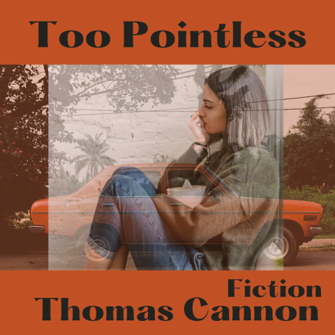 Too Pointless - fiction story cover with woman overlapping a red car