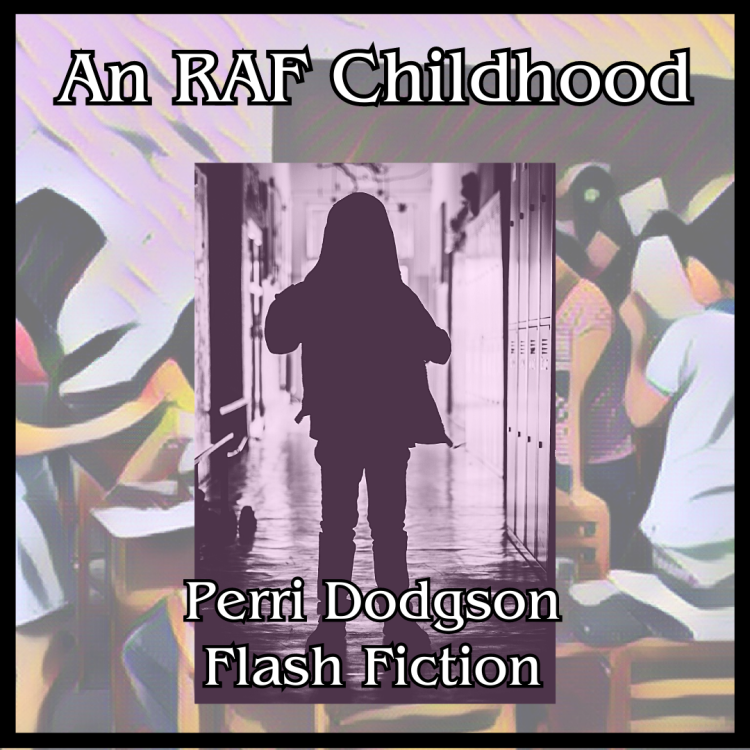 Flash fiction - An RAF Childhood - child entering classroom on cover image