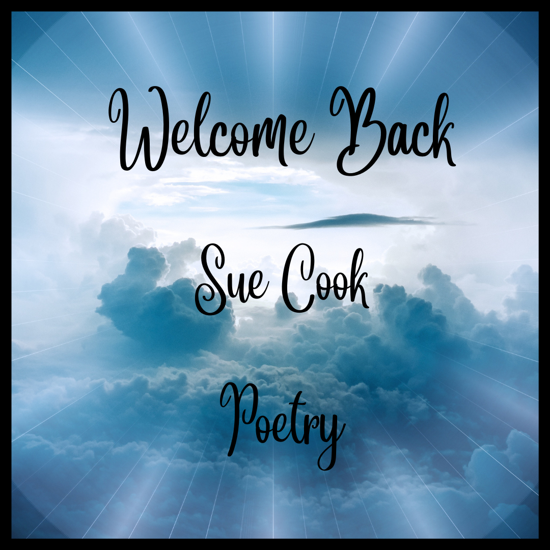 Welcome back to life, a poem cover with clouds and sun breaking through