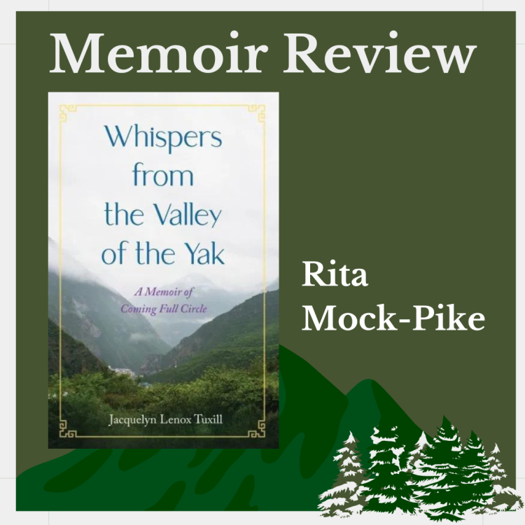 Whispers from the Valley of the Yak book review cover with mountains and trees