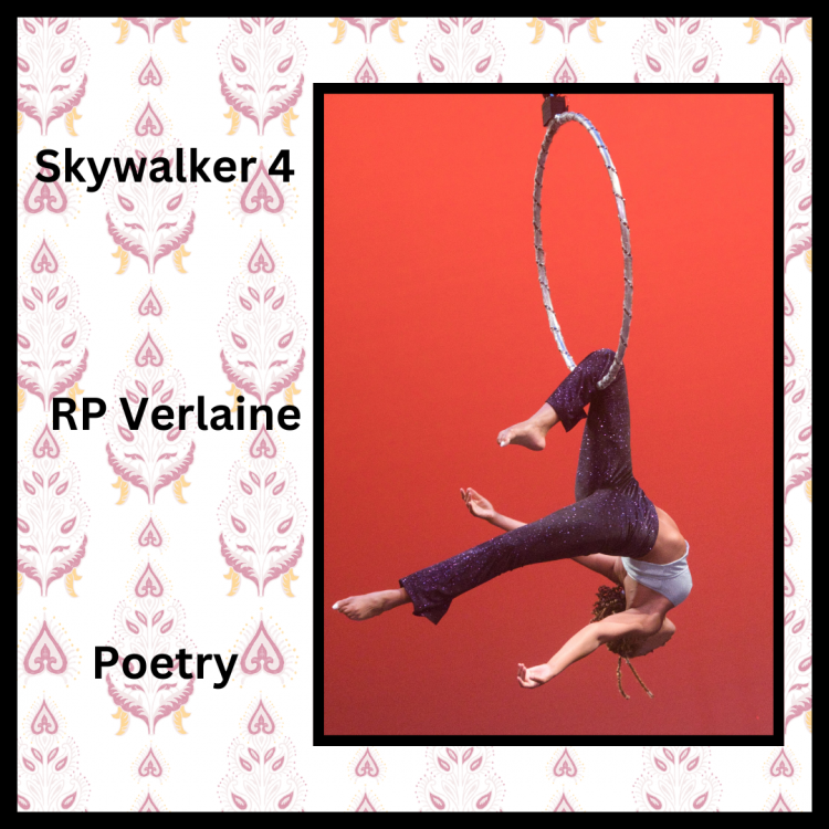 woman flying on rings of steel - circus arts - Skywalker 4 poem cover