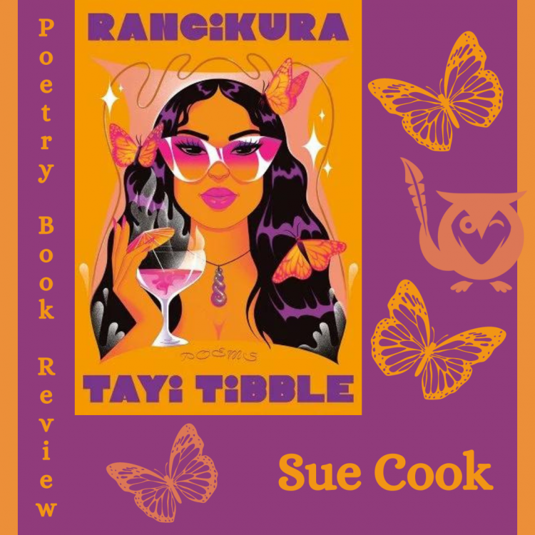 Rangikura poetry book review - by Sue Cook - image of Indigenous woman surrounded by butterflies