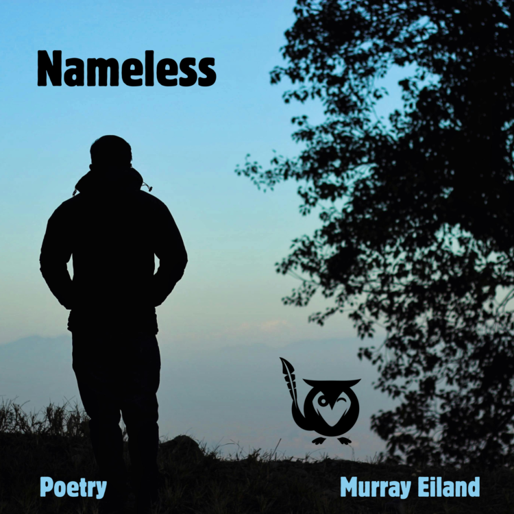 A man, with his back turned, walking towards the sunset in nature. Deathless thoughts Text: Nameless, Murray Eiland, Poetry